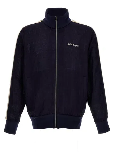 Palm Angels 'classic Logo Linen Track' Sweatshirt In Blue