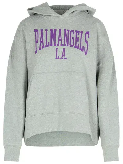 Palm Angels College Grey Cotton Sweatshirt In Gray