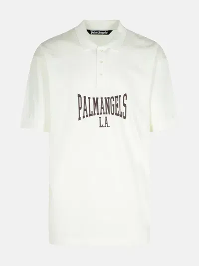 Palm Angels 'college' White Cotton Polo Shirt