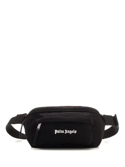 Palm Angels Cordura Belt Bag In Black White (black)