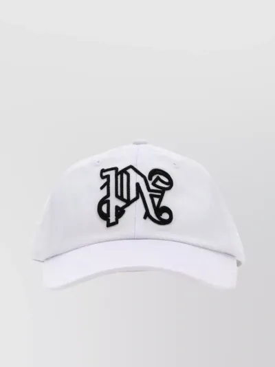 Palm Angels Monogram Embroidered Baseball Cap In White