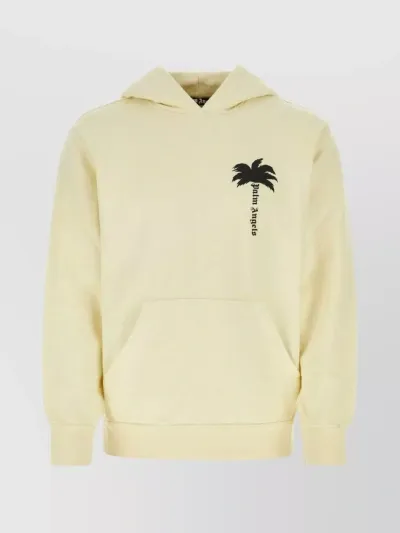 Palm Angels Logo Printed Hoodie In Yellow