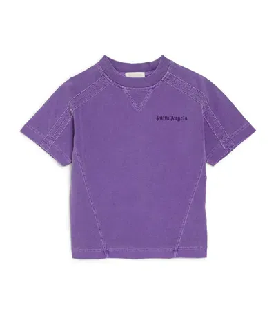 Palm Angels Kids' Cotton Logo T-shirt In Purple