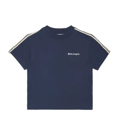 Palm Angels Kids' Cotton Logo Track T-shirt In Blue