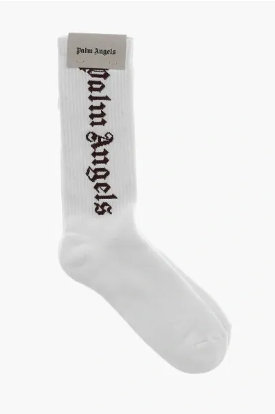 Palm Angels Cotton Stretch Long Socks In White