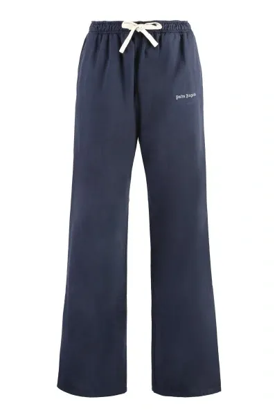 Palm Angels Cotton Trousers In Blue