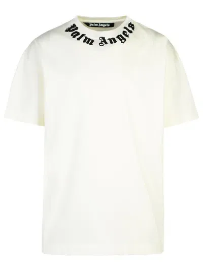 Palm Angels Cream Cotton T-shirt In White