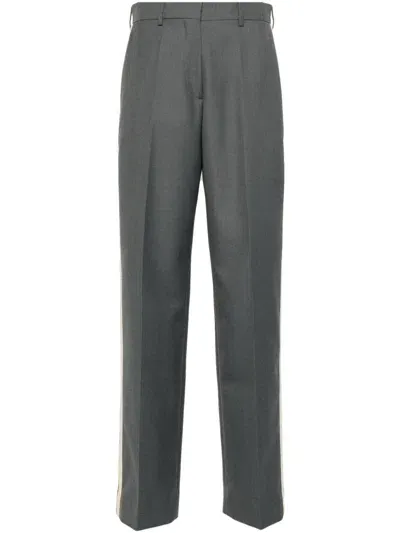 Palm Angels Crochet-knit Panel Trousers In Grey