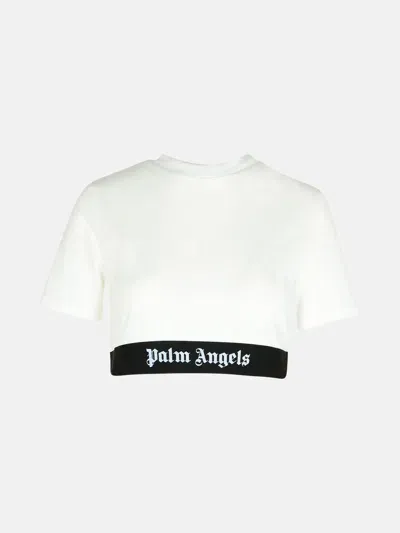 Palm Angels Crop T-shirt In White Cotton