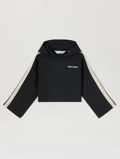 Palm Angels Cropped Hoodie In Black