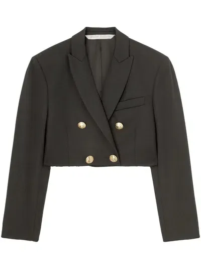 Palm Angels Cropped Boyfriend Blazer In Black