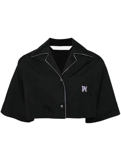 Palm Angels Cropped Shirt In Black