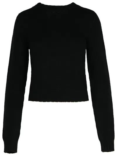 Palm Angels Dark Grey Merino Wool Blend Sweater Woman In Black