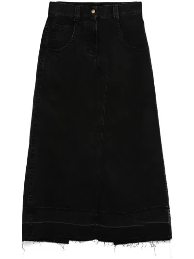 Palm Angels Denim Maxi Skirt In Black