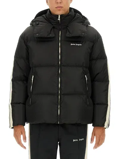 Palm Angels Down Jacket With Hood In Black