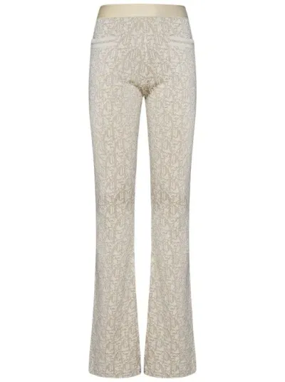 Palm Angels Metallic Jacquard-knit Flared Leggings In Neutrals