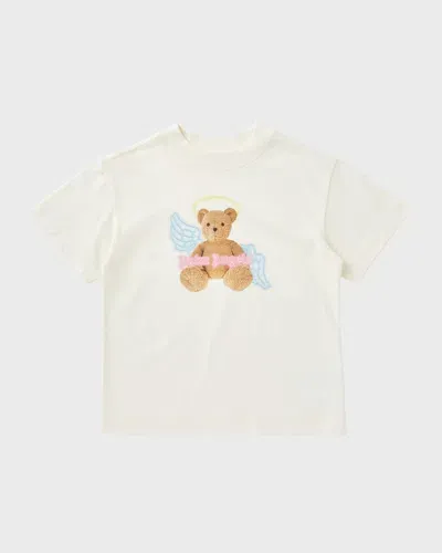 Palm Angels Kids' Girl's Winged Teddy Bear Logo-print T-shirt In Butter Brown