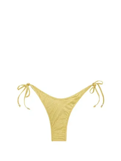 Palm Angels Glitter Side-tie Bikini Bottoms In Yellow