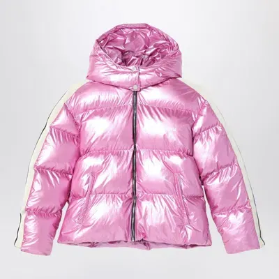 Palm Angels Kids' Glossy Pink Padded Jacket With Logo