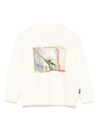 Palm Angels Kids' Graphic-print Sweatshirt In Neutrals