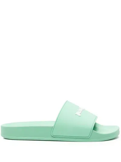 Palm Angels Slipper With Logo In Green