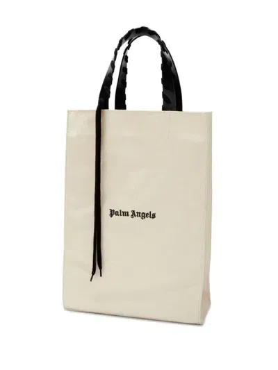 Palm Angels Ivory Cotton Tote Bag In White