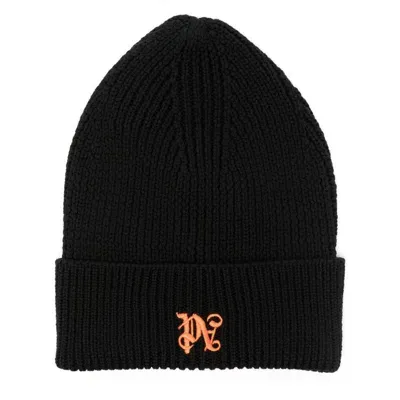 Palm Angels Hats In Black/light Orange