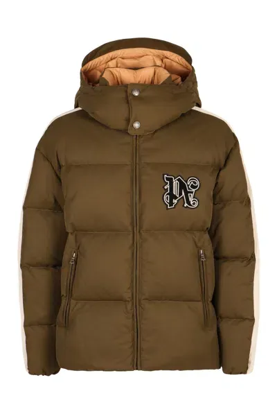 Palm Angels Hooded Down Jacket In Black