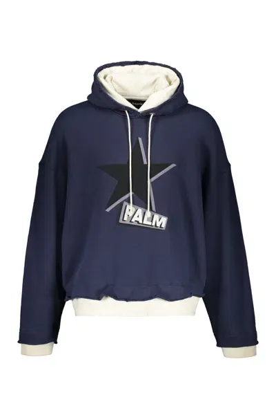 Palm Angels Hooded Sweatshirt In Blue