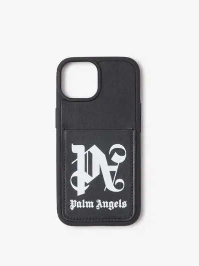 Palm Angels Iphone 15 Logo Case In Black