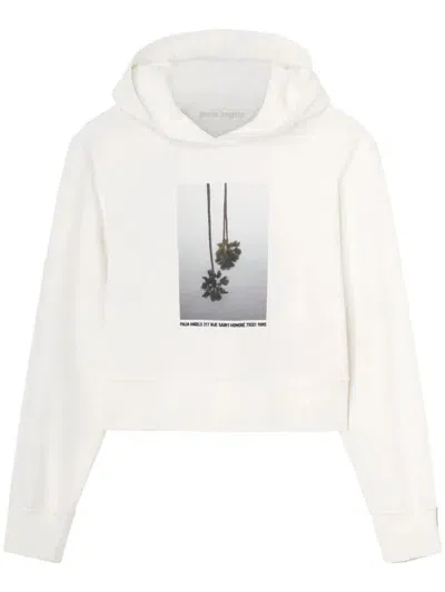 Palm Angels Womens Mirage Fitted Hoody In White