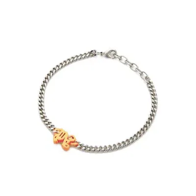 Palm Angels Logo-charm Chain Bracelet In Silver