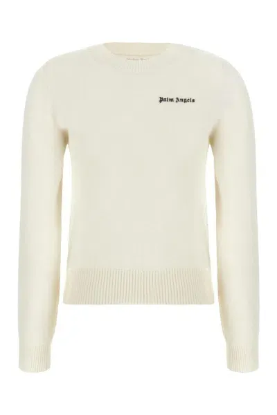 Palm Angels Ivory Cashmere Blend Sweater In White