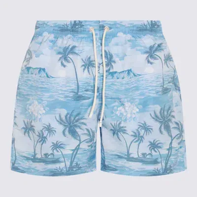 Palm Angels Light Blue Beachwear In Multicolor