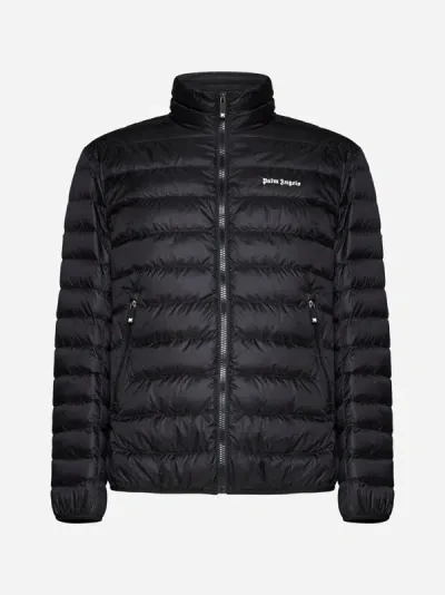 Palm Angels Logo-print Padded Jacket In Black,off White