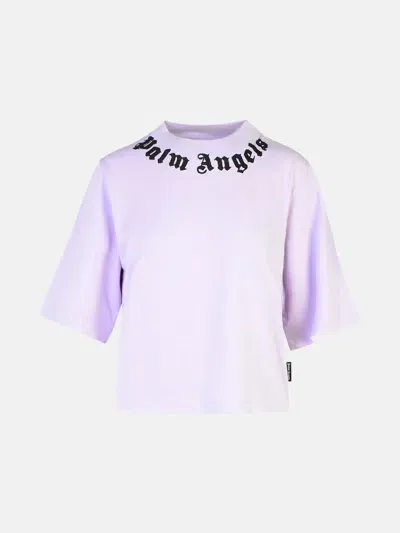 Palm Angels Lilac Cotton T-shirt In Multicolor