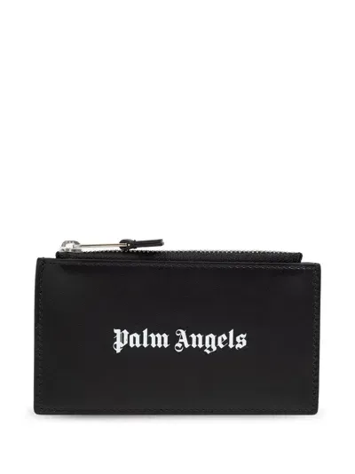 Palm Angels Logo-appliqué Leather Wallet In 1001 1001 Black/white