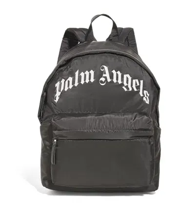 Palm Angels Kids' Logo Backpack In Black