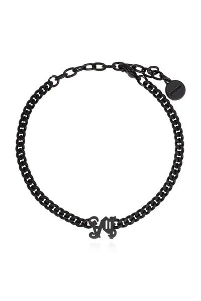 Palm Angels Logo Charm Chain Bracelet In Black