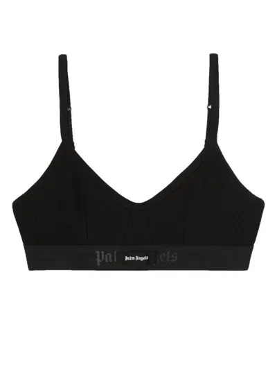 Palm Angels Logo-embroidered Balconette Bra In Black