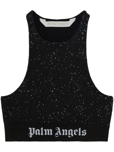 Palm Angels Logo Crop Top In Black