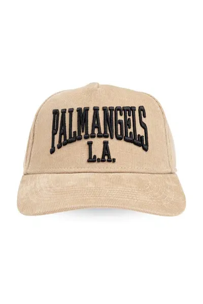 Palm Angels Logo Embroidered Baseball Cap In Beige