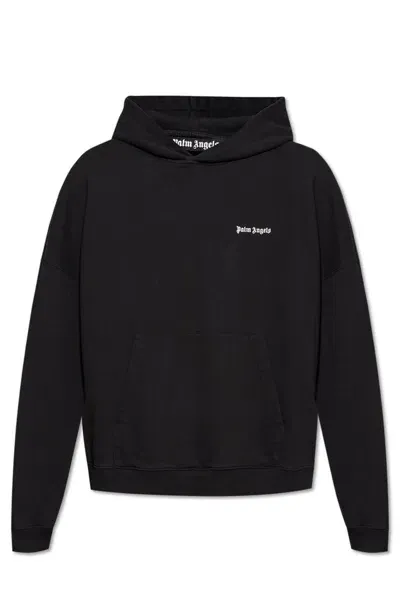 Palm Angels Logo Embroidered Hoodie In Black