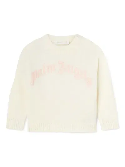 Palm Angels Babies' Logo-embroidered Jumper In Neutrals