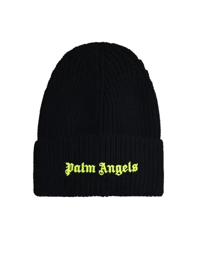 Palm Angels Logo Embroidered Knitted Beanie In Black