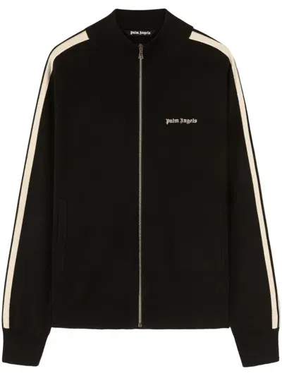 Palm Angels Logo-embroidered Zip-up Jacket In Black