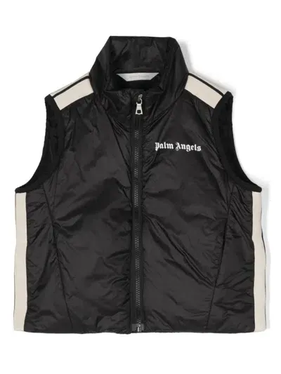 Palm Angels Kids' Logo Light Puffer Vest In Black