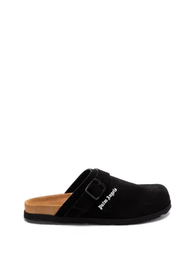 Palm Angels Logo Mules In Black