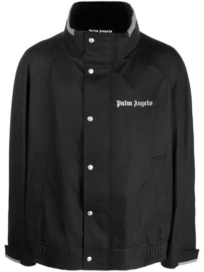 Palm Angels Logo-print Button-fastening Jacket In Schwarz