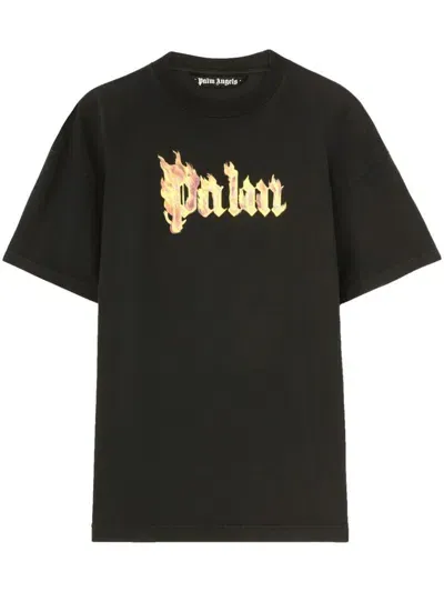 Palm Angels Logo-print Cotton T-shirt In Black